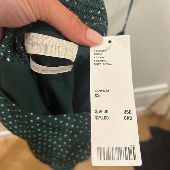 Urban Outfitters Green Polka Dot Ruched dress - Picture 2 of 2